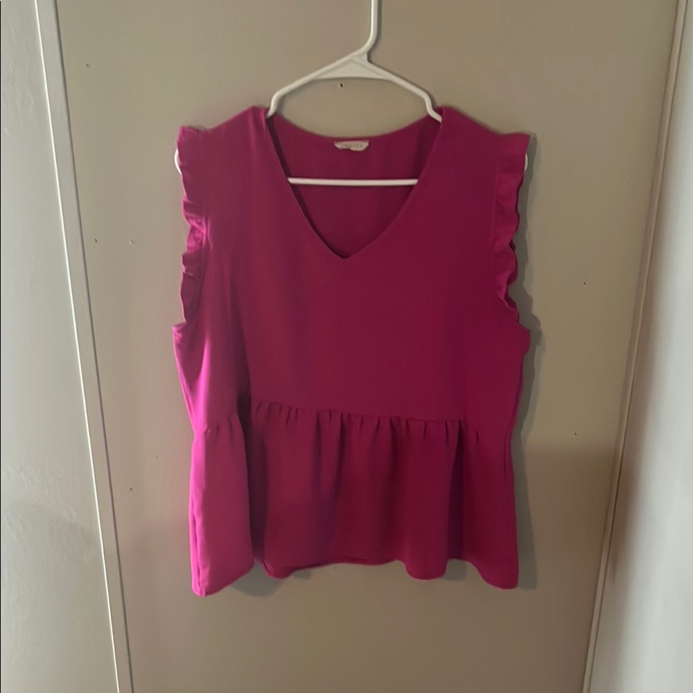 Women's Pink Ruffle Sleeve Top